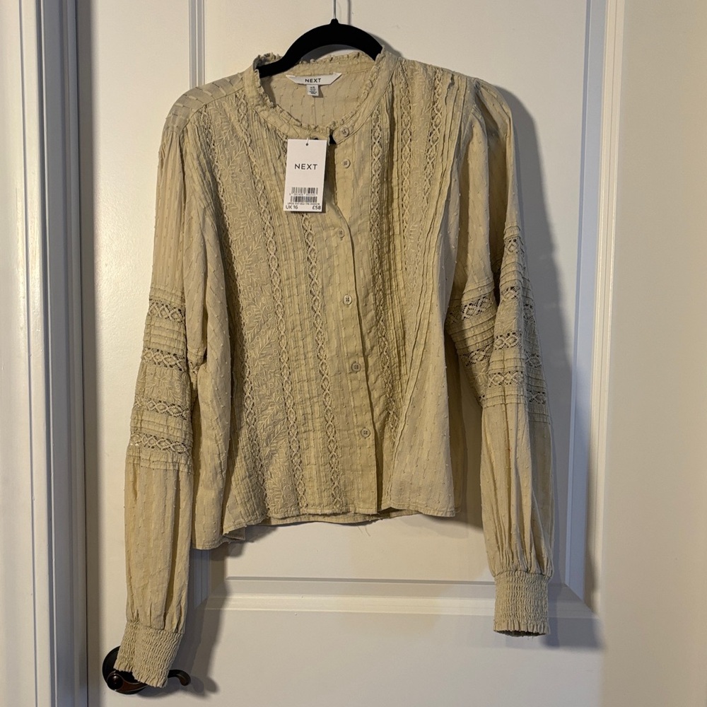 NWOT Next Women's Light Green/Sage Lace Blouse